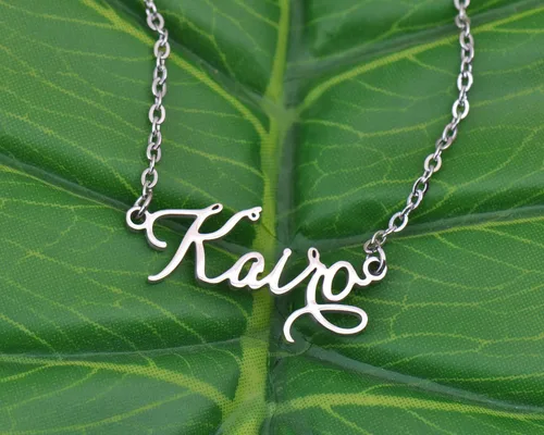 Vista 4 de Collar con nombre personalizado para cumpleaños, Metal, Acero inoxidable