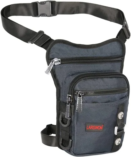 Vista 7 de Bolsa Cangurera Larswon con Ajuste en Muslo y Cintura, Riñonera Táctica, Bolsa para Motocicleta Impermeable A- Verde Ejército
