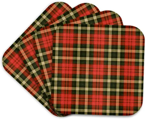 Vista 10 de 3dRose Larger Country Red n Green Plaid Set of 4 Ceramic Tile Coasters