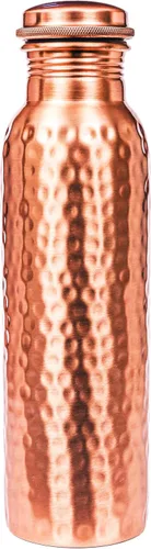 Vista 13 de Alpha Living Home Pure Copper Water Bottle Set of 3 - Handcrafted Drinking Bottles with Hammered, Diamond & Honeycomb Design - Leak Proof Wide Mouth