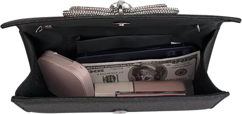 Vista 8 de Gets Bolso de noche para mujer, bolso de mano con lazo de diamantes de imitación para mujer, fiesta, boda, baile de graduación, cóctel, bolsos