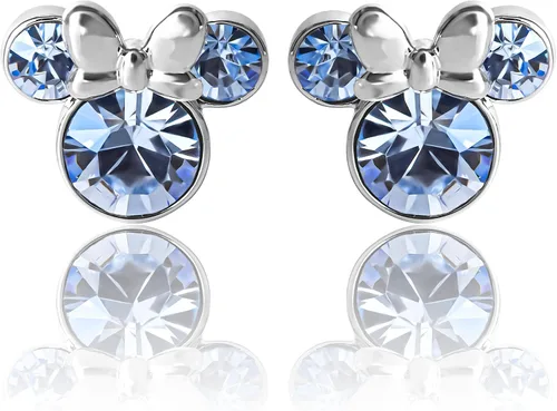 Vista 4 de Disney - Aretes tipo dormilona con diseño de Minnie Mouse para mujer, joyería de piedras natales