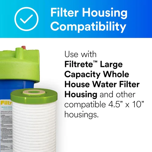 Vista 2 de Filtrete Filtro de agua de repuesto ranurado para toda la casa de gran capacidad 4WH-HDGR-F01, paquete de 1, para uso con sistema 3WH-HD-S01
