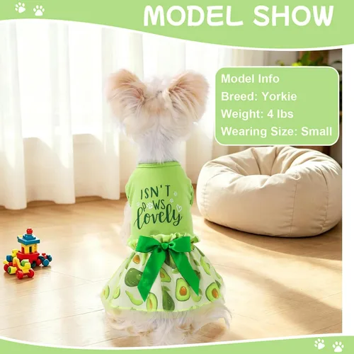 Vista 7 de Yikeyo Vestido de perro para primavera y verano, ropa de perro para perros pequeños, falda para perros pequeños, vestidos de cachorro, vestido
