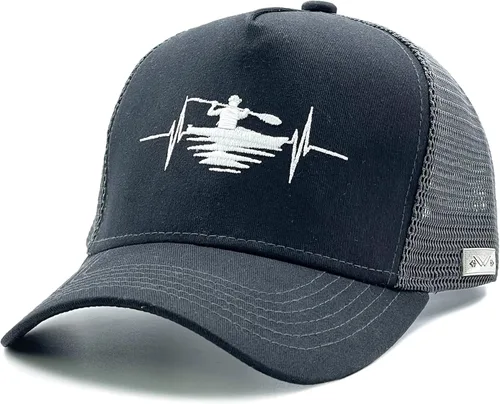 Vista 2 de NVJUI JUFOPL Gorra de camionero de kayak, gorra bordada ajustable para navegar, sombreros Snapback para hombres y mujeres, color negro, Negro