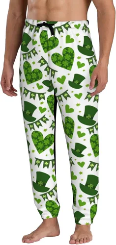 Vista 3 de St. Patrick's Day Clover Leaves Sweatpants Men's Breathable Baggy Trousers Durable Jogging Pants