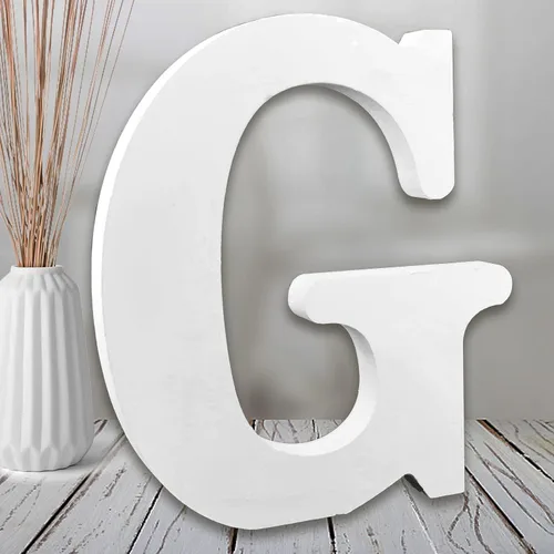 Vista 32 de AOCEAN Letras de madera blanca de 8 pulgadas, letras de madera sin terminar para pared, letras decorativas de pie en rodajas, decoración de tablero
