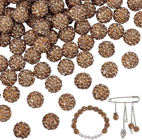Vista 31 de PH PandaHall - 240 piezas de cuentas de strass en 24 colores, cuentas de cristal de 10 mm, cuentas de bola de discoteca con strass, cuentas