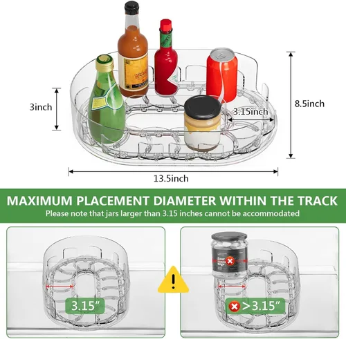 Vista 6 de Lazy Susan - Organizador giratorio para nevera, estantes de especias giratorios de 360° para armario de cocina, refrigerador y organizador