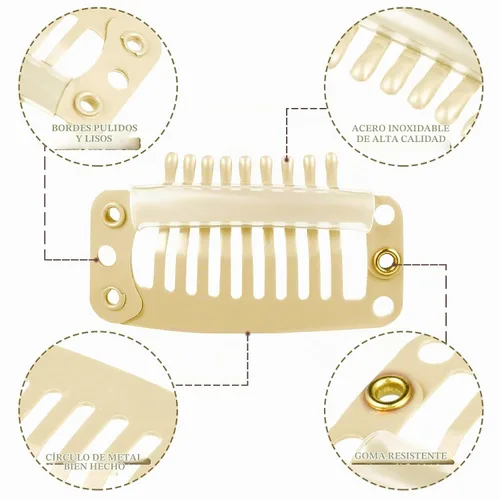 Vista 3 de WILLBOND - 30 piezas de broches para extensiones de pelo de 32 mm con 9 dientes, broches para pelucas y extensiones de pelo, peine pequeño