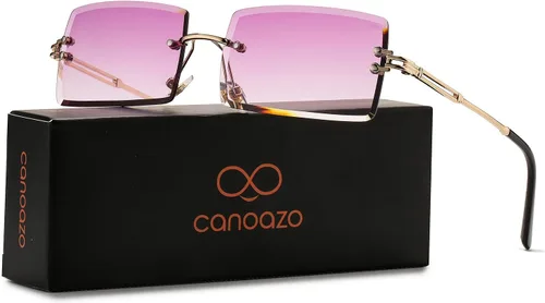 Vista 3 de Rimless Rectangle Sunglasses Women Men Trendy Square Y2K Glasses Retro Frameless Eyewear Gradient Lens