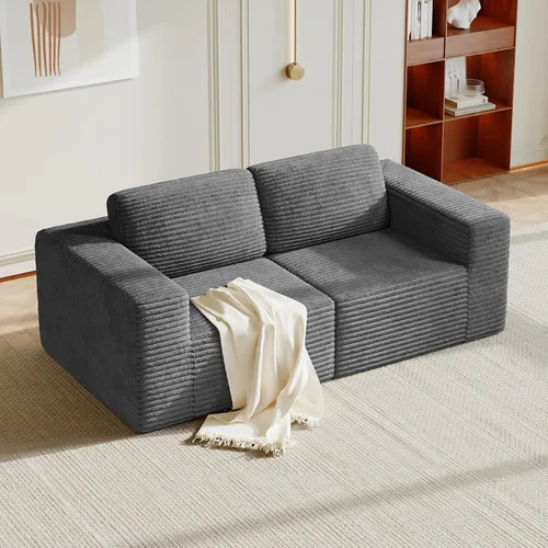 Vista 66 de Vesgantti Sofá modular en forma de U de 119 pulgadas, sofá modular de pana con asiento profundo y soporte de resortes, sofá convertible con 2 Beige
