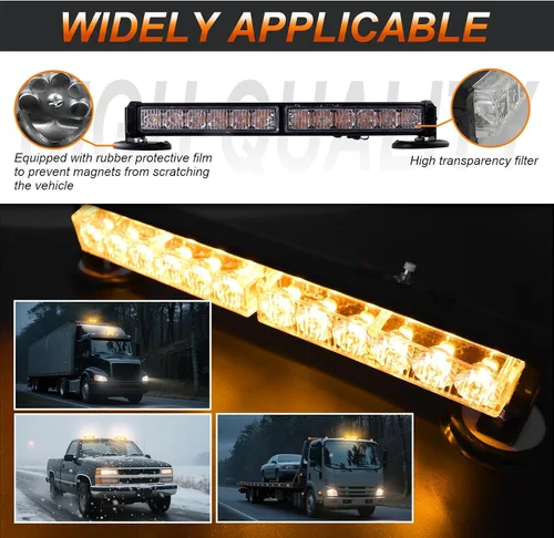 Vista 6 de Luz estroboscópica de emergencia ámbar, baliza de seguridad intermitente magnética recargable inalámbrica, lámpara para remolque de 12 LED, luz