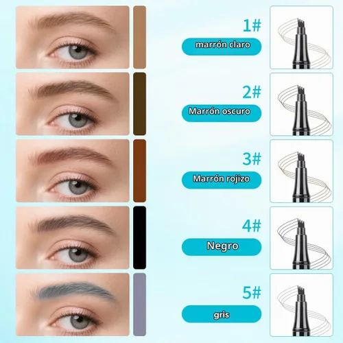 Vista 4 de Lápiz de cejas con microcuchilla de 4 puntas para maquillaje natural de cejas, bolígrafo de microblading impermeable y a prueba de manchas