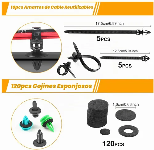 Vista 5 de Uolor - Kit de 1240 clips de retención de empuje para coche y cierres automáticos, 32 tamaños más populares, remaches de defensa de parachoques