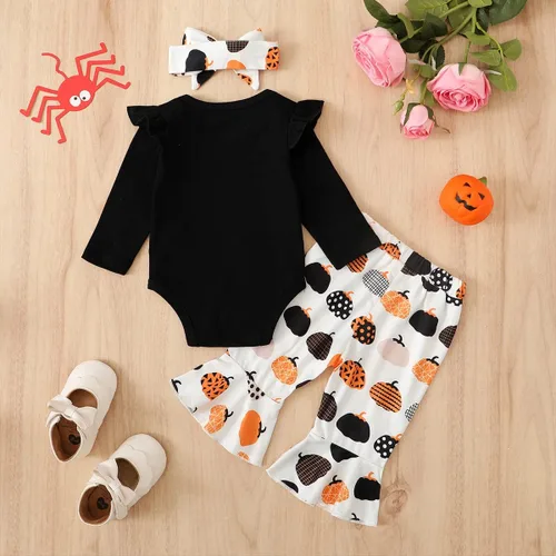 Vista 3 de BIRTHDAY SHARK Traje de Acción de Gracias para bebé niña traje de Acción de Gracias calabaza más linda en el parche ropa para niña