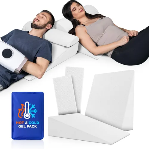 Vista 11 de Lunix LX8 4 piezas de soporte para molestias digestivas nocturnas y respiración más fácil, juego de almohadas ortopédicas de cuña de altura Gris Nube