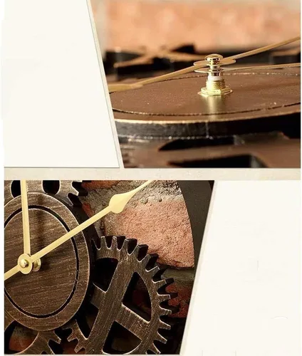 Vista 6 de Wall Clock Industrial Wind Retro Personality Living Room Wall Clock Watch Gears Creative Restaurant Murals Decorative Wall Hanging Bar 50 * 50cm