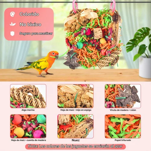 Vista 3 de KATUMO Bird Toys, Grass Mat Shredding Hanging Toy for Budgie Parakeet