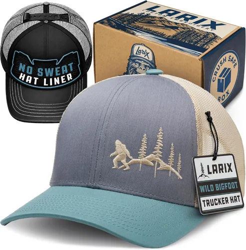 Vista 17 de LARIX Trucker Hat Men - Snapback Cap with Breatheable Mesh Back, Hats for men, Mens Hat, Mens Trucker Hats Negro (Wb)