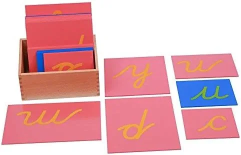Vista 2 de DANNI Juguetes para bebés Montessori Language Lower Case Papel de lija Letras Cursiva Tablero de Rastreo Temprano Preescolar Cumpleaños