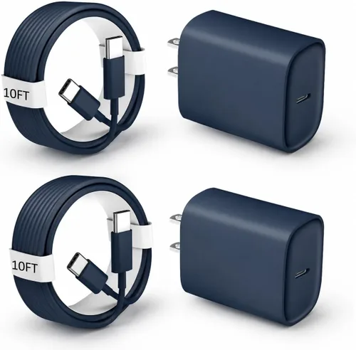 Vista 23 de Cargador para teléfono 17, 16, 15 Pro, carga rápida, 20 W, USB C, bloque de carga rápida con cargadores tipo C de 3 pies de largo, cable de carga