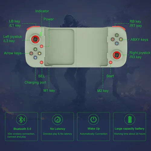 Vista 6 de Megadream Controlador de videojuegos móvil para iPhone iOS Android PC funciona con iPhone 14131211X, iPad, Samsung Galaxy, TCL, tablet, Call of