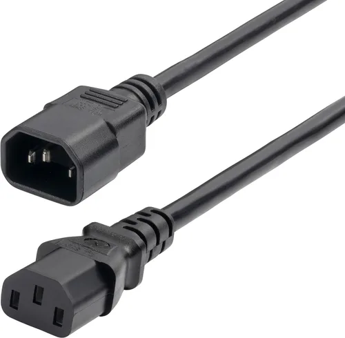 Vista 9 de StarTech Cable de extensión de alimentación de 1 pie, C14 a C13, 10A 125V, 18AWG, extensión de cable de alimentación de computadora, IEC-320-C14 a