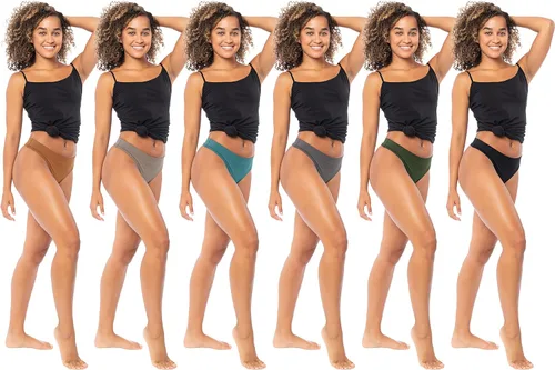 Vista 3 de Sexy Basics Paquete de 6 tangas deportivas activas para mujer, ropa interior suave