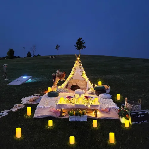 Vista 4 de Homemory paquete de 9 velas sin llama, impermeables para exteriores, velas LED acrílicas que funcionan con pilas, con control remoto y temporizador