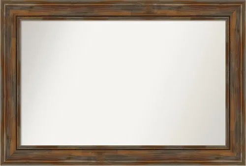 Vista 250 de Amanti Art Espejo de baño marrón para sobre fregadero, 26 x 26 pulgadas, espejo de tocador cuadrado marrón rústico Alexandria, marco de madera