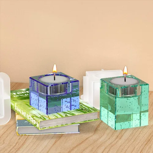 Vista 8 de 3 moldes de resina para velas, moldes cuadrados de silicona para portavelas para candelitas, fundición de resina epoxi, yeso de bricolaje, cemento