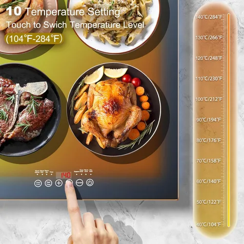 Vista 4 de Artículos esenciales para una fiesta de Navidad - Bandeja de calentamiento eléctrica (XXL 32 x 18 pulgadas), tapete calentador de alimentos
