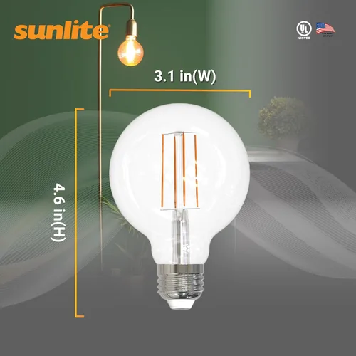 Vista 2 de Sunlite Bombillas LED G25 de 8.5 W, equivalente a 100 W, ámbar de 2200 K, filamento largo, bombillas LED vintage, bombillas de globo LED