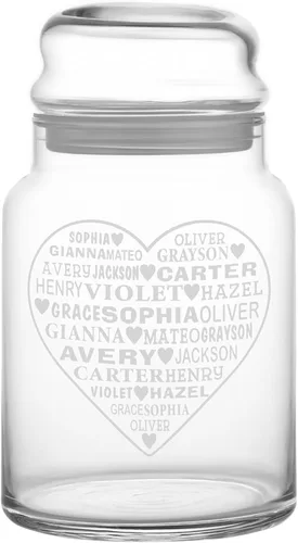 Vista 14 de Let's Make Memories Tarros de cristal personalizados para dulces variados - Cualquier diseño de mensaje, fuente de bloque