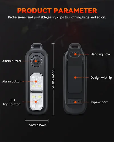 Vista 7 de ELECPOW Alarmas personales de 130 dB, llavero y clip de alarma portátil para mujeres, autodefensa, correr y viajar, alarma de violación para mujeres