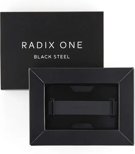 Vista 8 de Radix One Black Steel - sujeta billetes cartera fuerte ultradelgada para bolsillo frontal minimalista con bloqueado de identificación por
