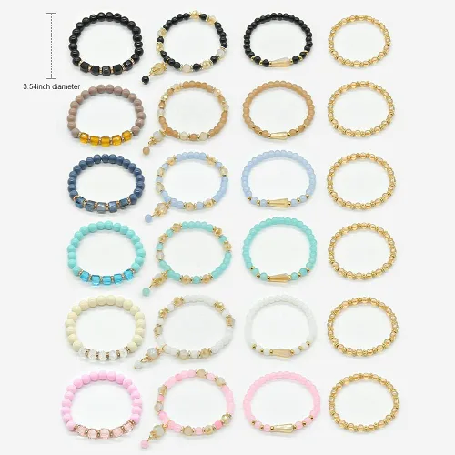 Vista 3 de VONRU - Conjuntos de pulseras bohemias para mujer, 6 juegos de pulseras elásticas apilables multicolor, estilo hippie, joyas finas