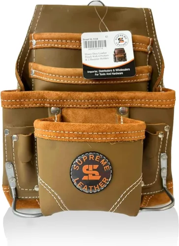 Vista 9 de Bolsa de herramientas de cuero Supreme Leather para construcción, bolsa de herramientas de carpintero, bolsa para electricista 10 bolsillos, 2