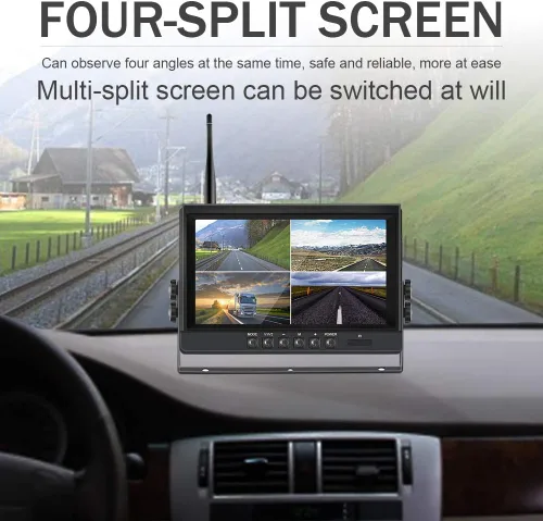 Vista 6 de EVERSECU 4 unids digital HD 1080P cámara inalámbrica de respaldo de coche con 9 pulgadas 4ch Quad Monitor/Coche DVR/Dash Monitor/Vehículo Grabador