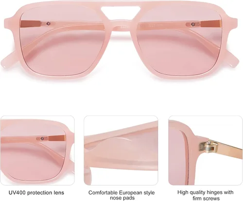 Vista 4 de SOJOS Gafas de sol estilo aviador retro de moda para mujer y hombre