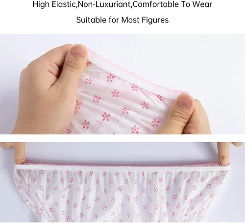 Vista 5 de Women's Disposable Underwear Ladies Briefs Paper Printing Panties for Travel Hotel SpaHospital Stays Emergencies