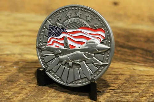 Vista 4 de ¡Moneda militar F-16 Fighting Falcon Challenge! Fighter Jet Military Coin, moneda personalizada de avión de avión! Diseñado por veteranos militares!