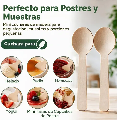 Vista 9 de LotFancy Mini Cucharas de Madera, Paquete de 100, 4 Pulgadas de Largo, Cucharas Desechables de Degustación y Muestreo, Cucharas Degustadoras