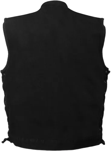 Vista 2 de Chaleco de mezclilla negro con diseño de hijo de la anarquía para hombre