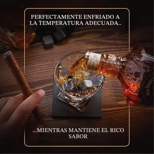 Vista 6 de Juego de regalo de piedras de whisky para hombres, 8 rocas de granito con Bandeja negra