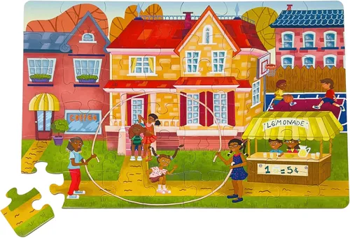 Vista 2 de Upbounders - Fun Outside - Rompecabezas de piso de 48 piezas, rompecabezas multicultural para principiantes con niños afroamericanos, niños y niñas