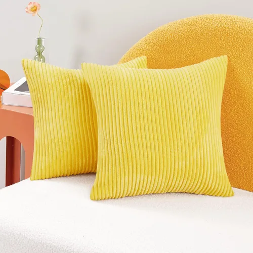 Vista 12 de Deconovo Fundas de Almohada Decorativas de Pana, Juego de 2 Fundas de Cojín Decorativas Suaves, Lavables a Máquina con Textura para Sofá, Sillón