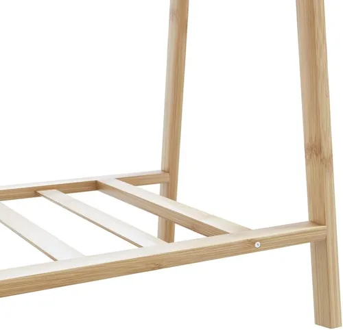 Vista 8 de Bamboo Clothing Rack, Varnished Finish, Adjustable Shelves, Foldable Garment Hanger for Bedroom Storage