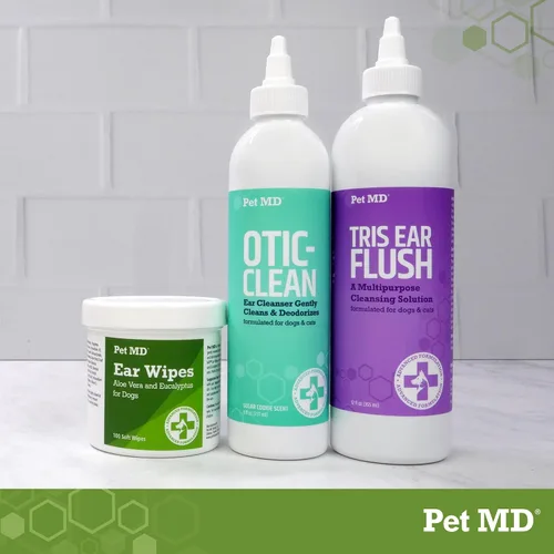 Vista 6 de Pet MD Veterinary Tris Flush - Limpiador de oídos para gatos y perros - Enjuague para oídos de perros - 12 onzas Ayuda a reducir los desechos